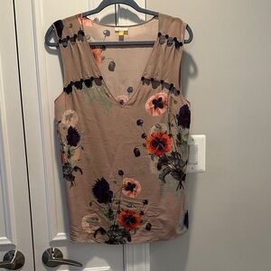 Leifsdottir Floral Tank Top in Tan and Purple